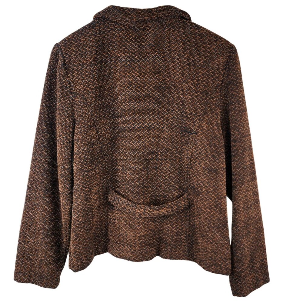Vintage 90s Softshell Jacket Women Medium Brown Black Blazer Work Office 8 10 M - Picture 2 of 14